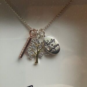 Silver and Gold Family Tree Pendant Necklace. Cross posted.